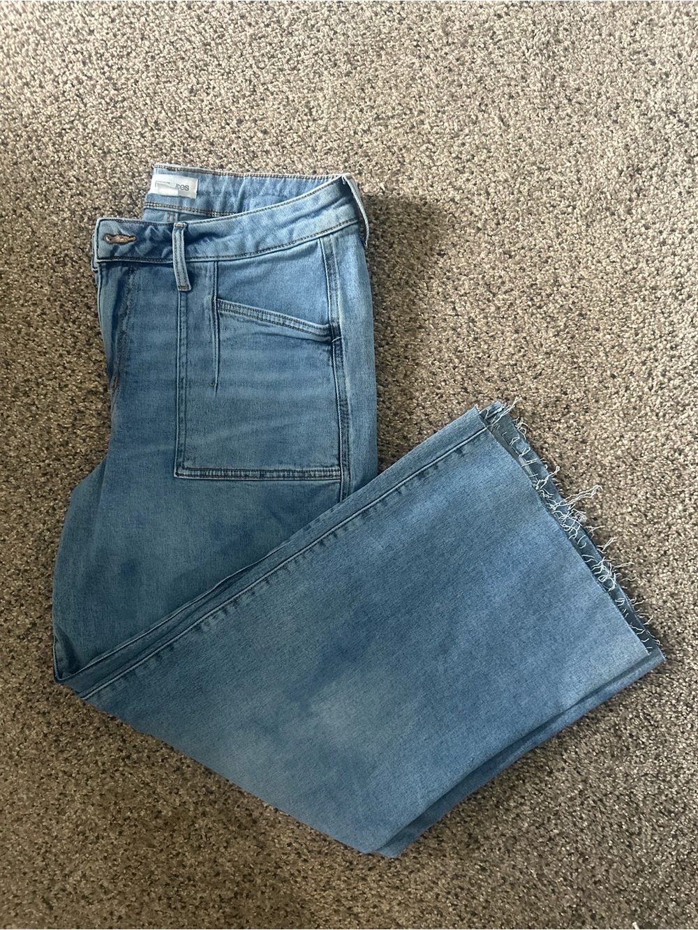 Maurices Light Wash Wide Leg Jeans with Frayed Hem